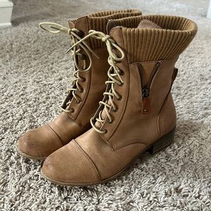 Chase & Chloe light brown lace up booties - size 7.5